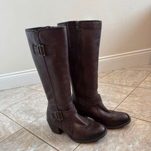 Clarks Brown Leather Tall Heeled Riding Boots